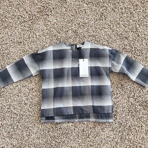 Motoreta grey plaid long sleeve toddler top